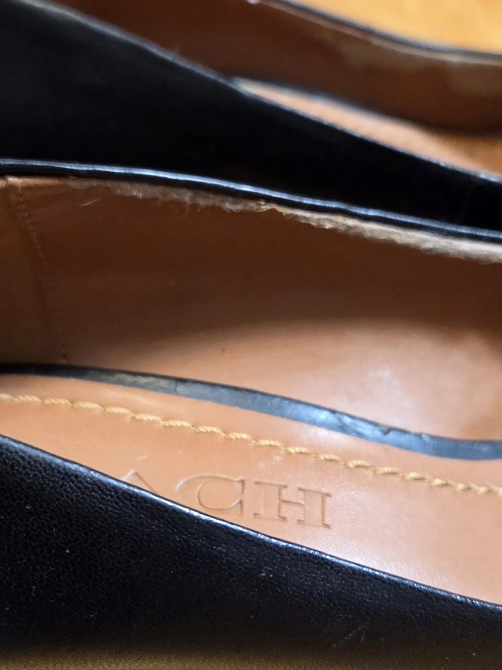 Coach Waverly Black Leather Pointed Pumps with Metallic Stud Trim